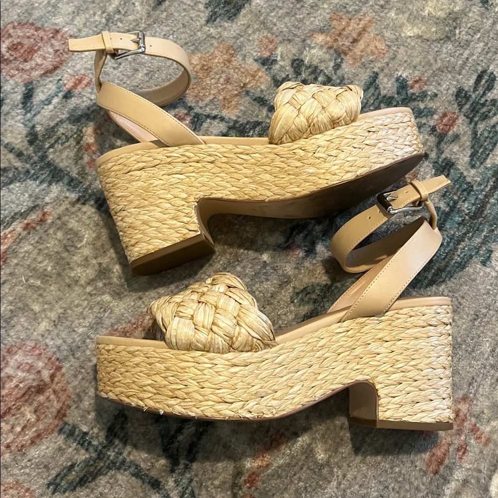Marc Fisher Steel Raffia Platform Sandals - Picture 4 of 6